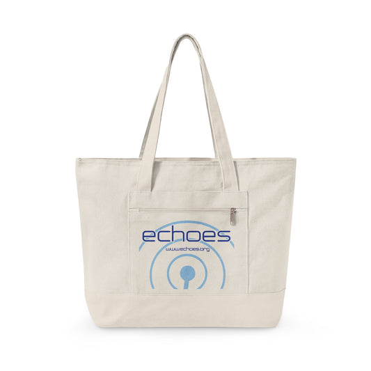 Echoes Zippered Canvas Tote
